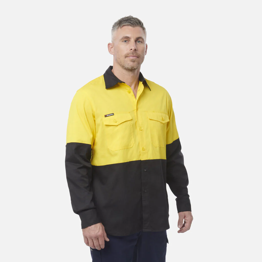 King Gee Workcool 2 Hi-Vis Two Tone Long Sleeve Drill Work Shirt (K54870) - Image 9