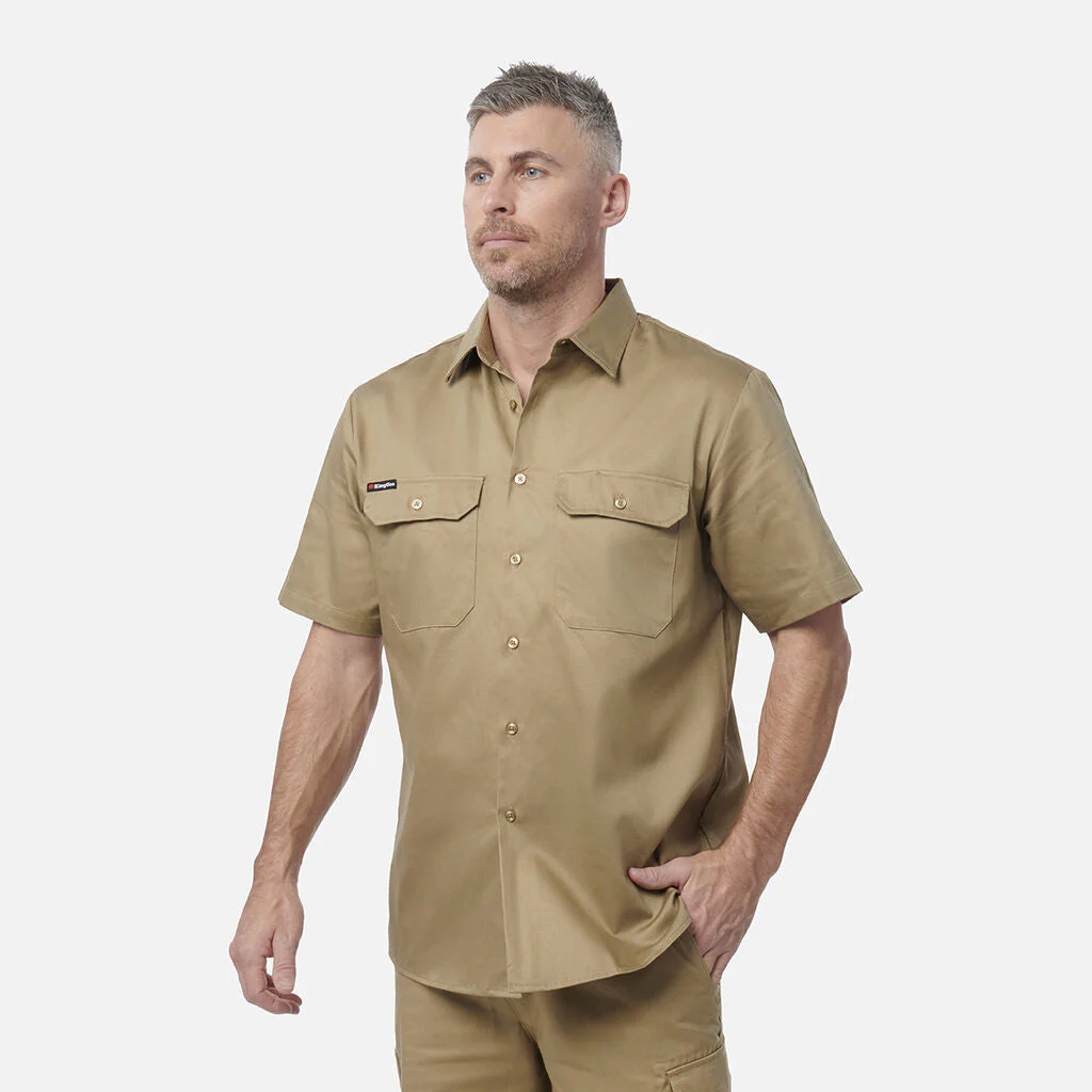 King Gee Originals Short Sleeve Open Front Cotton Drill Work Shirt (K04030) - Image 10