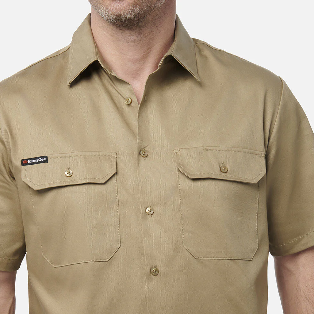King Gee Originals Short Sleeve Open Front Cotton Drill Work Shirt (K04030) - Image 12