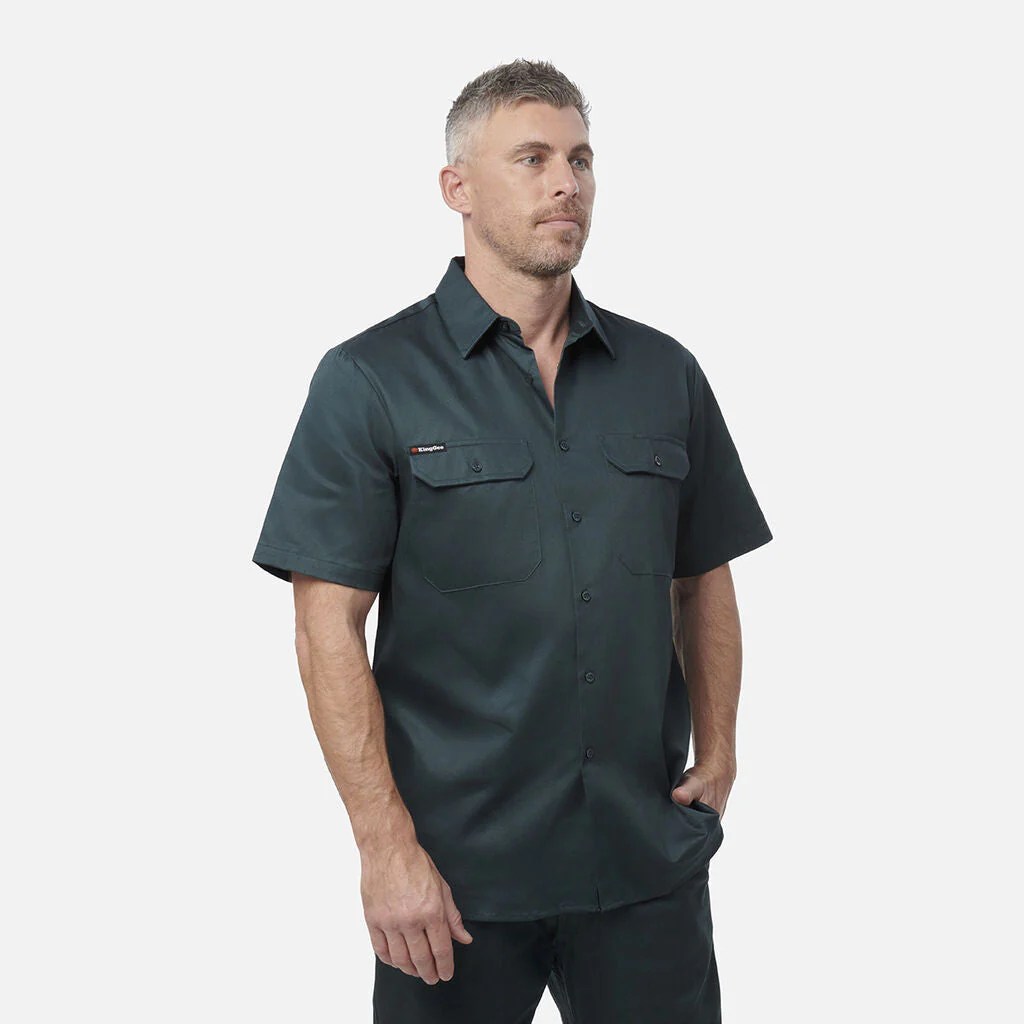 King Gee Originals Short Sleeve Open Front Cotton Drill Work Shirt (K04030) - Image 4