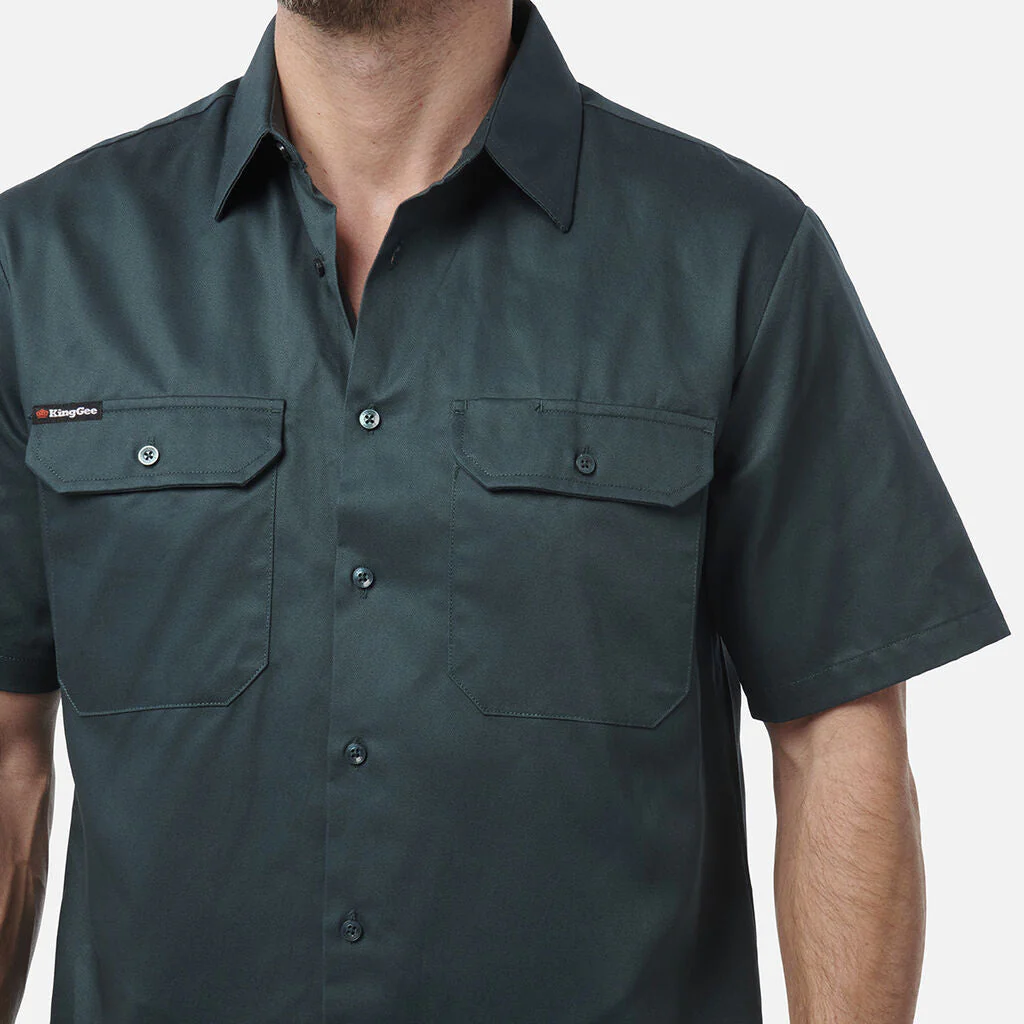 King Gee Originals Short Sleeve Open Front Cotton Drill Work Shirt (K04030) - Image 5