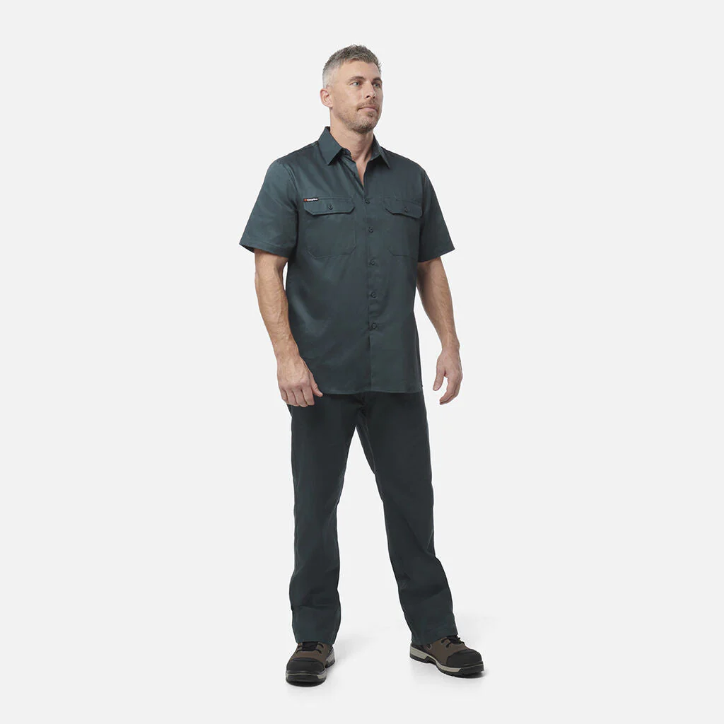 King Gee Originals Short Sleeve Open Front Cotton Drill Work Shirt (K04030) - Image 7
