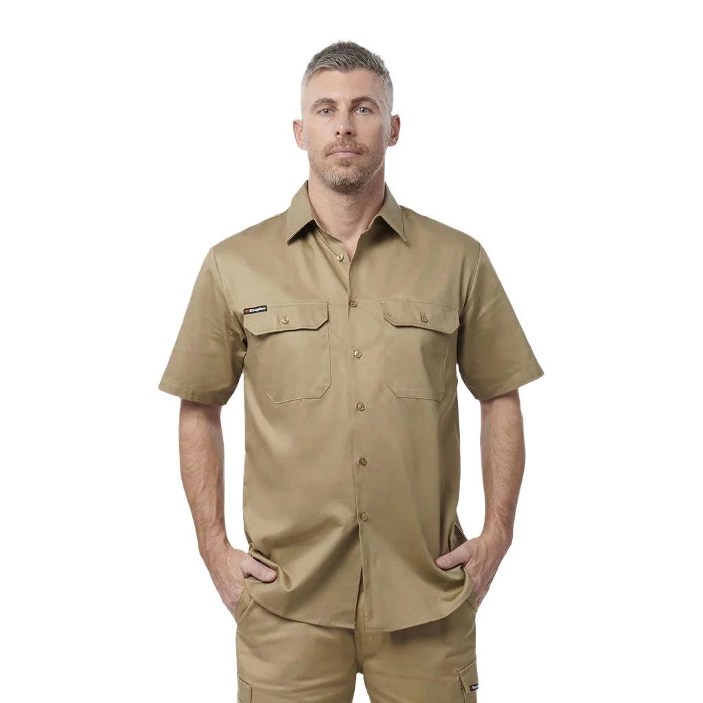 King Gee Originals Short Sleeve Open Front Cotton Drill Work Shirt (K04030) - Image 9