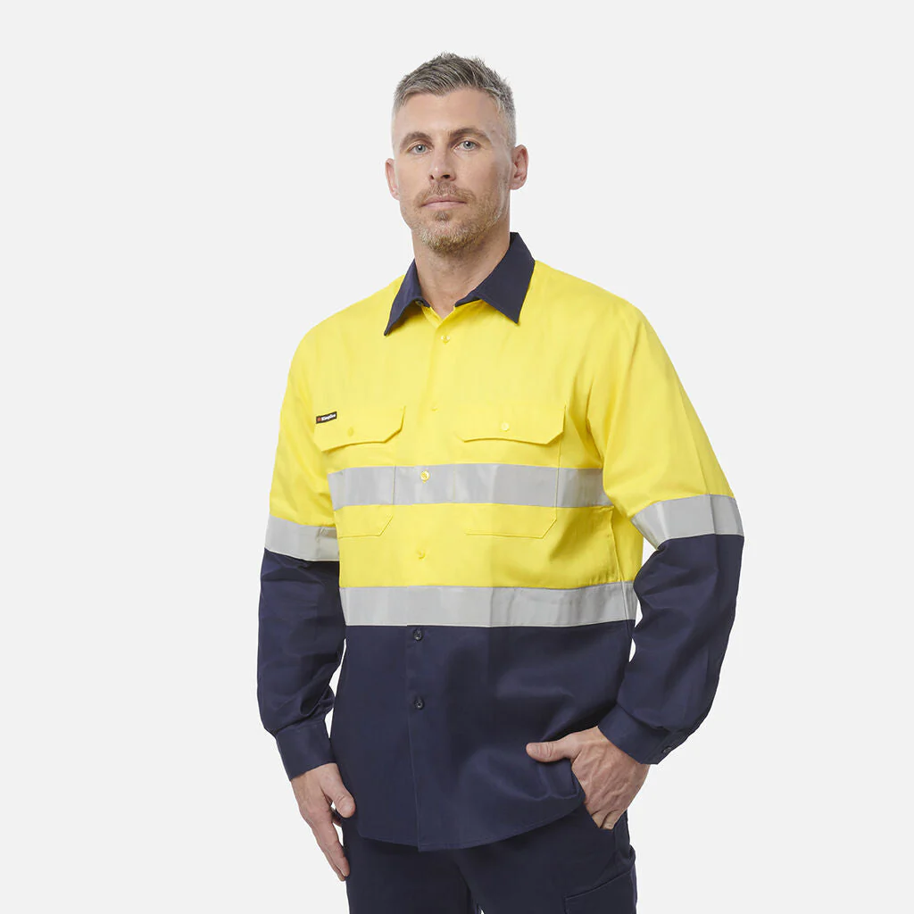 King Gee Originals Hi-Vis Reflective Two Tone Long Sleeve Work Shirt (K54315) - Image 10