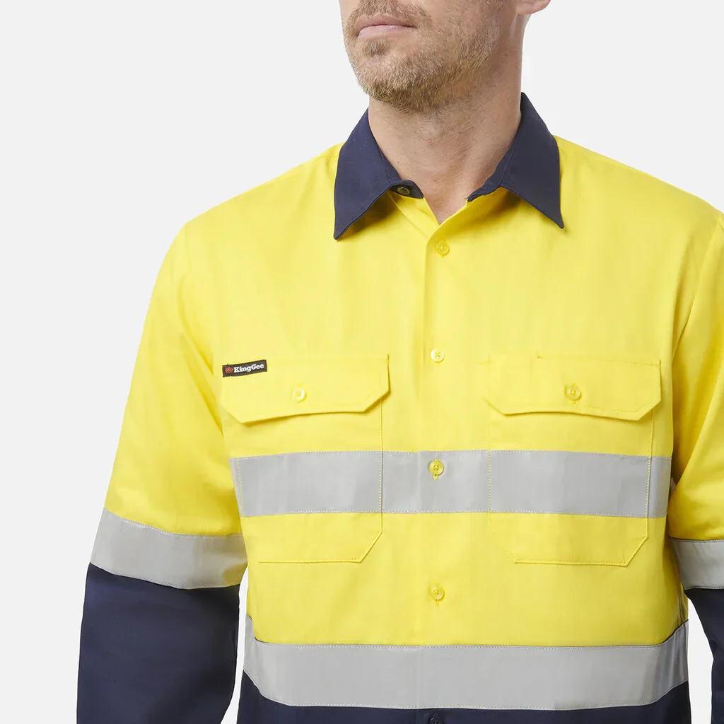 King Gee Originals Hi-Vis Reflective Two Tone Long Sleeve Work Shirt (K54315) - Image 12