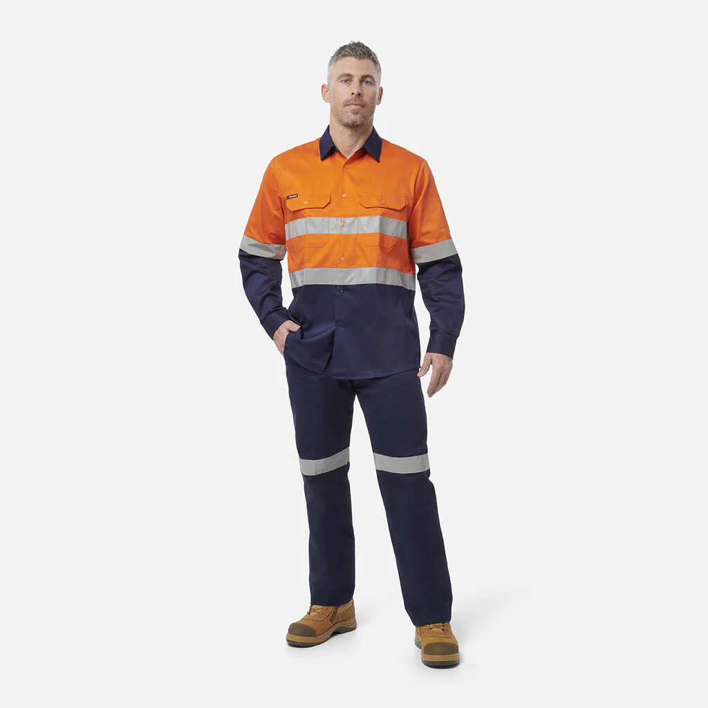 King Gee Originals Hi-Vis Reflective Two Tone Long Sleeve Work Shirt (K54315) - Image 6