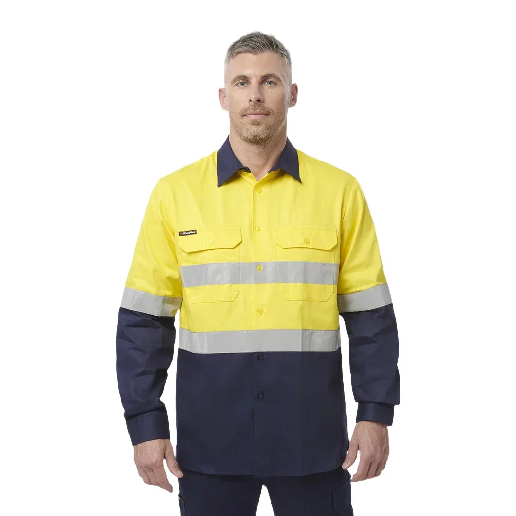 King Gee Originals Hi-Vis Reflective Two Tone Long Sleeve Work Shirt (K54315) - Image 7