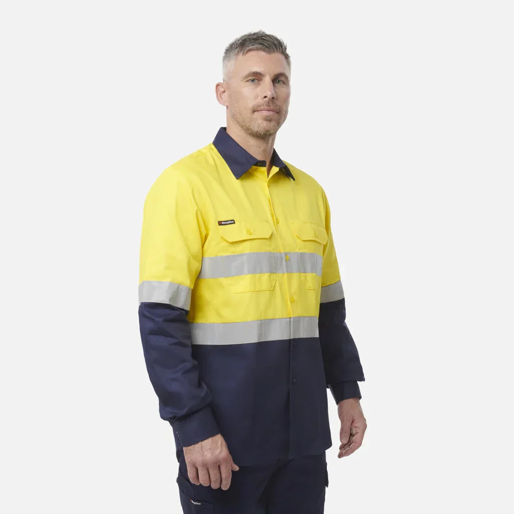 King Gee Originals Hi-Vis Reflective Two Tone Long Sleeve Work Shirt (K54315) - Image 9