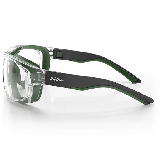 Safestyle Switches Clear/Green Frame Clear Lens Safety Glasses (SPSW1-0002) - Image 2