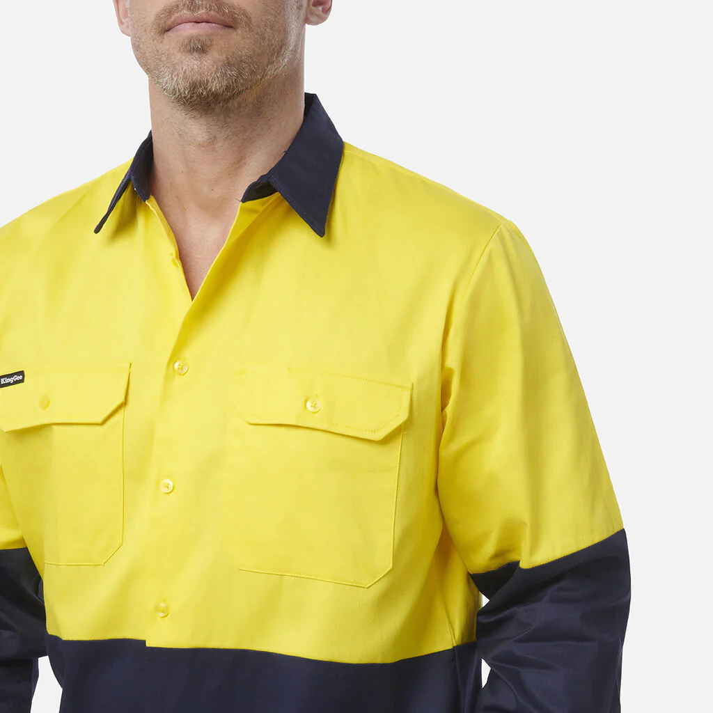 King Gee Originals Hi-Vis Long Sleeve Drill Work Shirt ( K54015 ) - Image 10