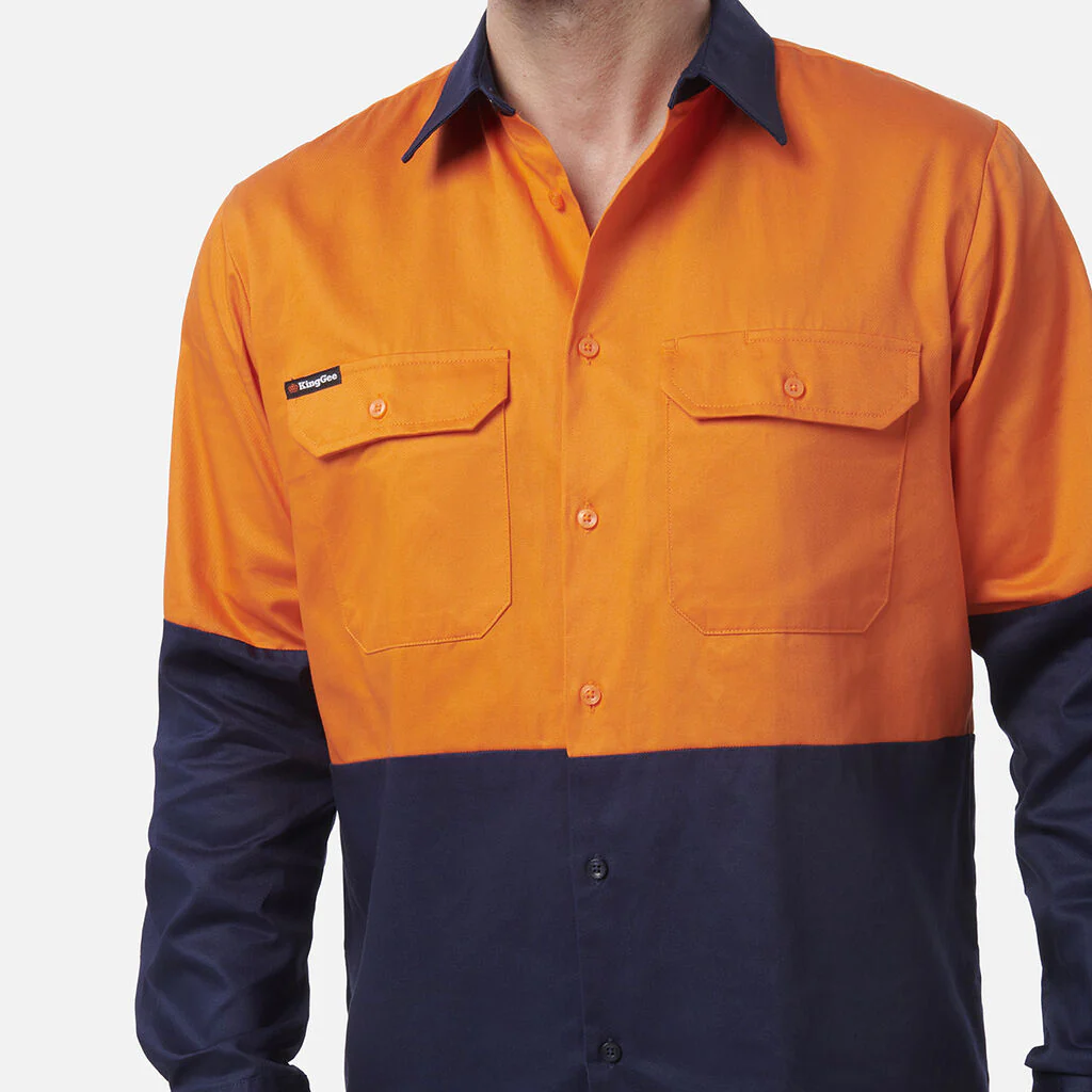 King Gee Originals Hi-Vis Long Sleeve Drill Work Shirt ( K54015 ) - Image 5