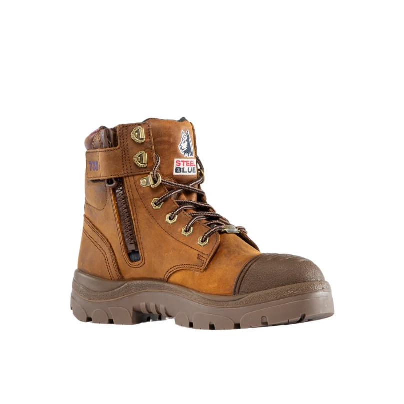 Steel Blue Argyle Women's Lace Up Zip Side Water Proof Safety Boot with scuff Cap (512739)