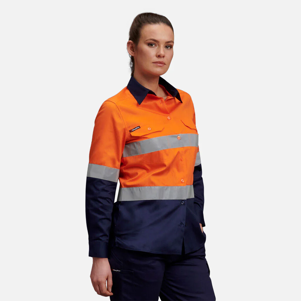 King Gee Women's Hi-Vis Reflective Long Sleeve Work Shirt (K44532) - Image 3