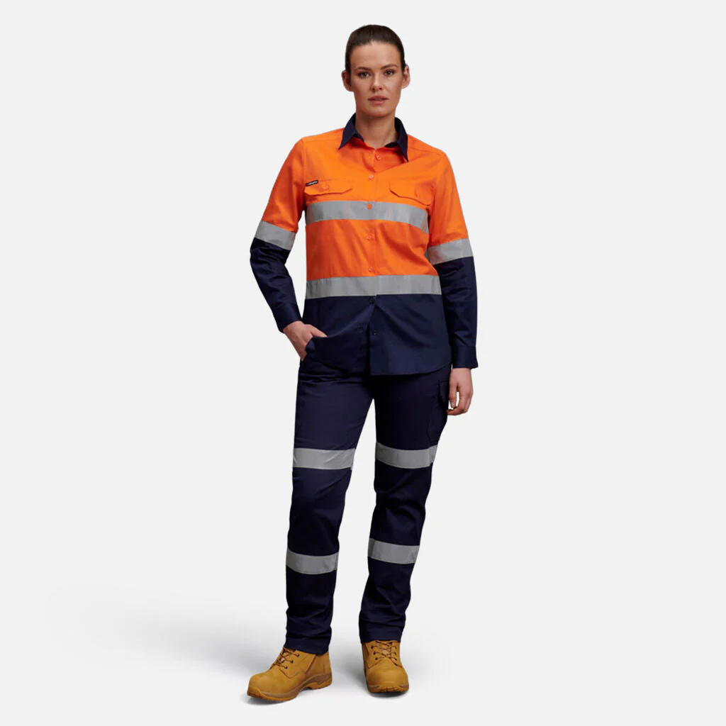 King Gee Women's Hi-Vis Reflective Long Sleeve Work Shirt (K44532) - Image 5
