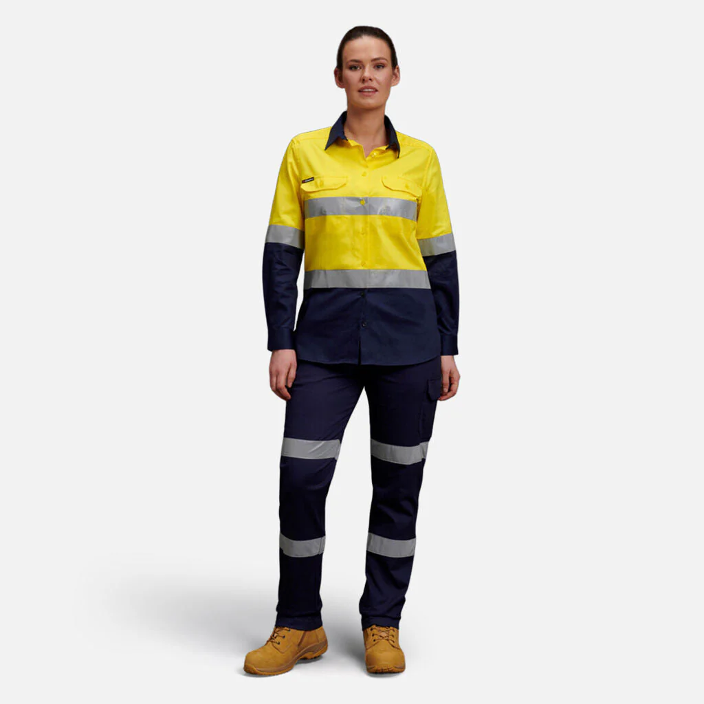 King Gee Women's Hi-Vis Reflective Long Sleeve Work Shirt (K44532) - Image 9