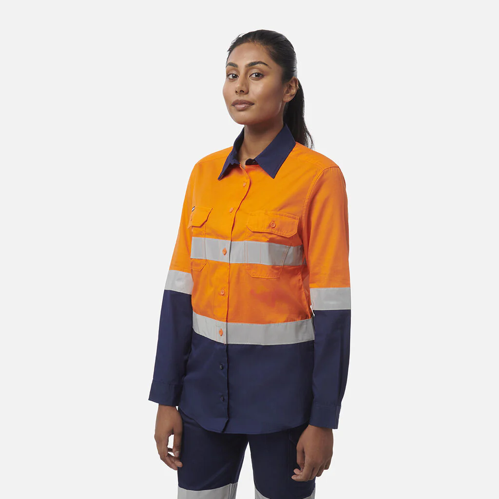 King Gee Women's Workcool Vented Spliced Spliced Shirt Taped Long Sleeve (K44227) - Image 3