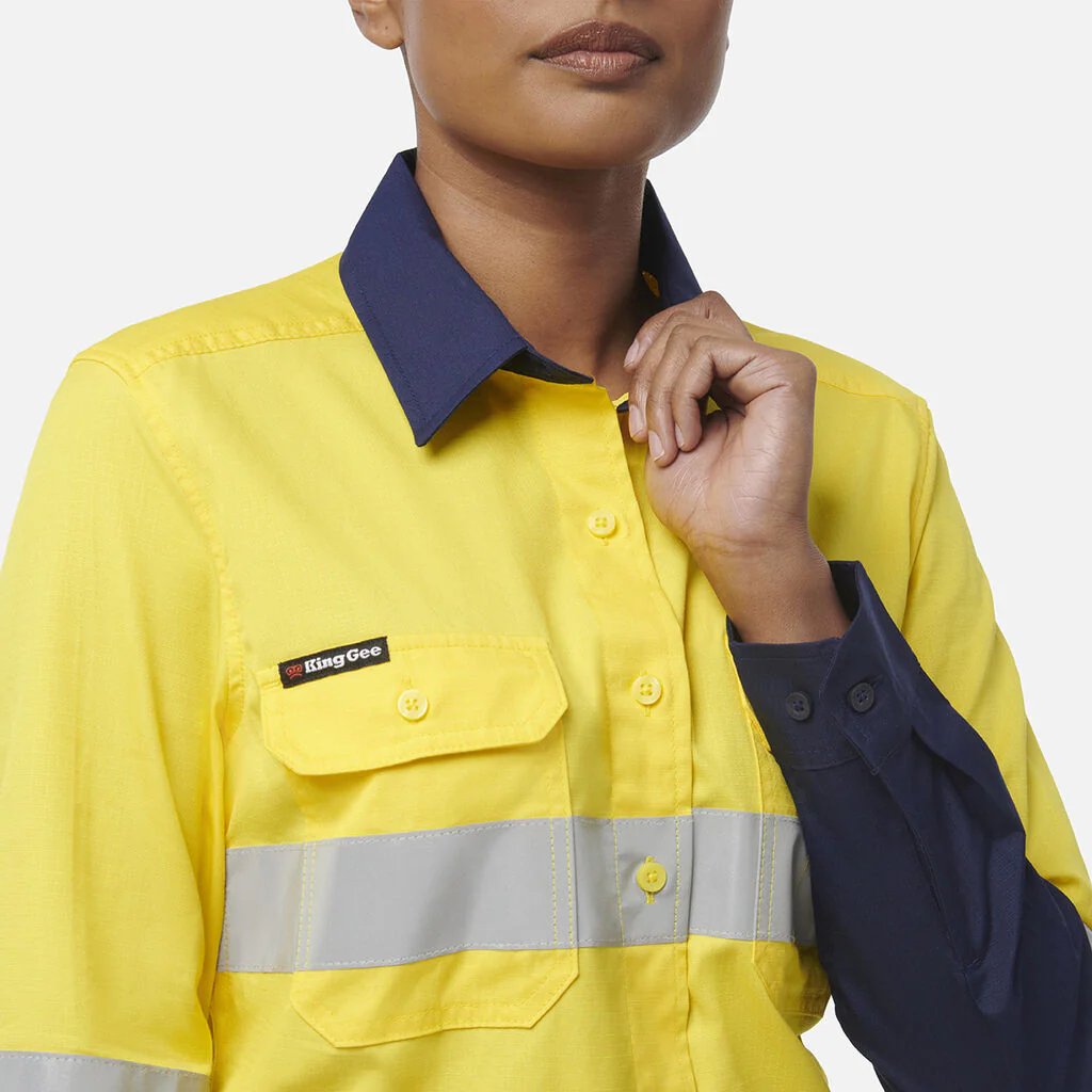 King Gee Women's Workcool Vented Spliced Spliced Shirt Taped Long Sleeve (K44227) - Image 7